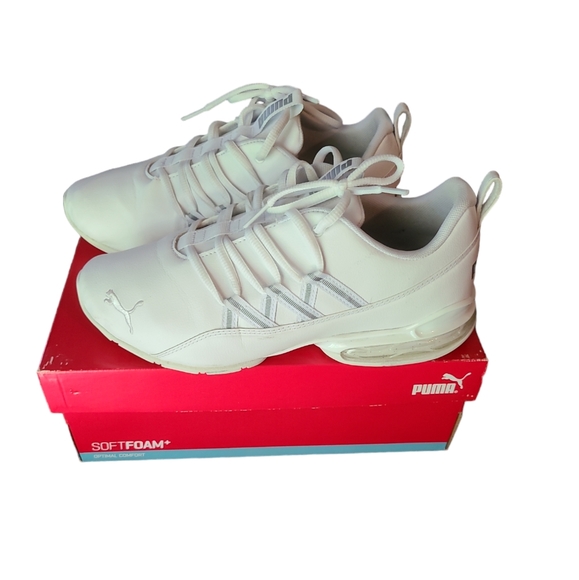 Puma Riaze Prowl Metal Womens Running Shoes WIDE White Metallic Silver Sz 8.5 - Picture 2 of 5